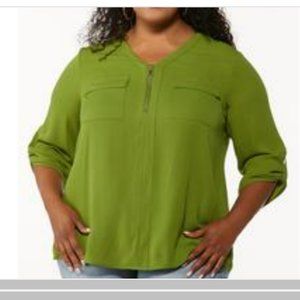 Plus Spearmint Green Easy Dressing Summer Popover Top Blouse
